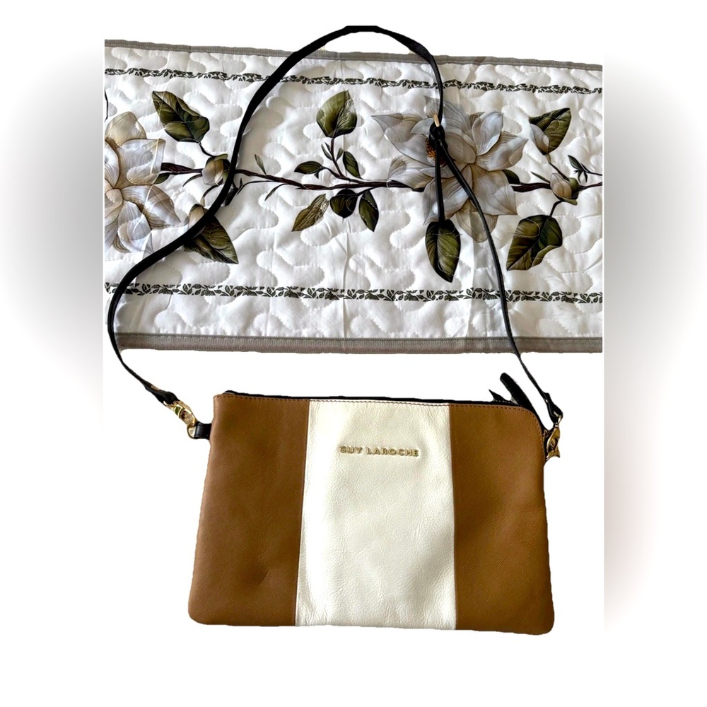 Guy Laroche Tan and White Crossbody Bag NWOT